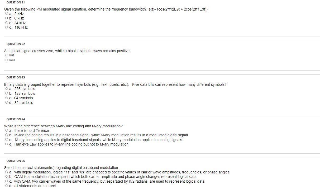 Solved Given the following PM modulated signal equation, | Chegg.com