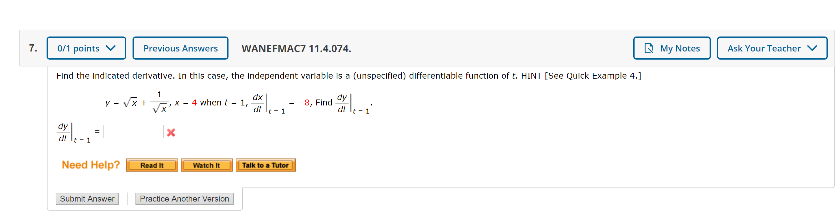 Solved Find the indicated derivative. In this case, the | Chegg.com