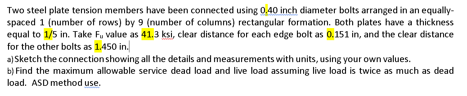 Solved Two steel plate tension members have been connected | Chegg.com