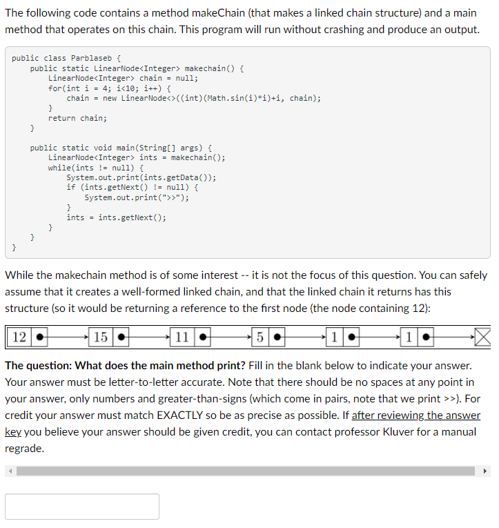 Solved The following code contains a method make Chain (that