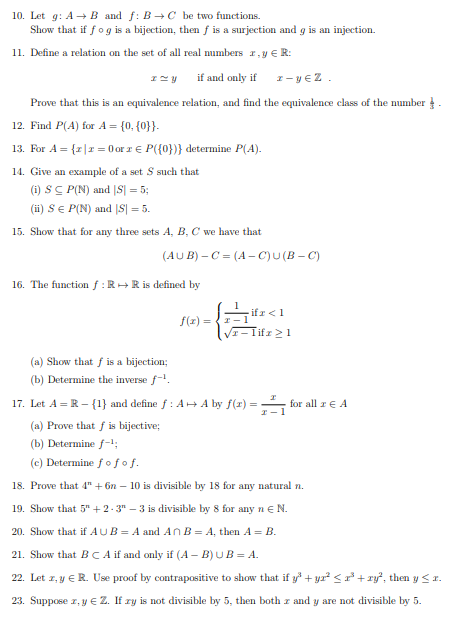 Solved 10. Let g: A B and f: BC be two functions. Show that | Chegg.com
