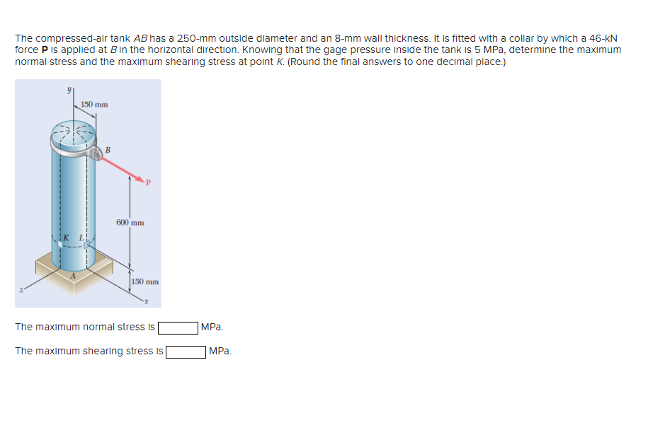 Solved The compressedair tank AB has a 250mm outside