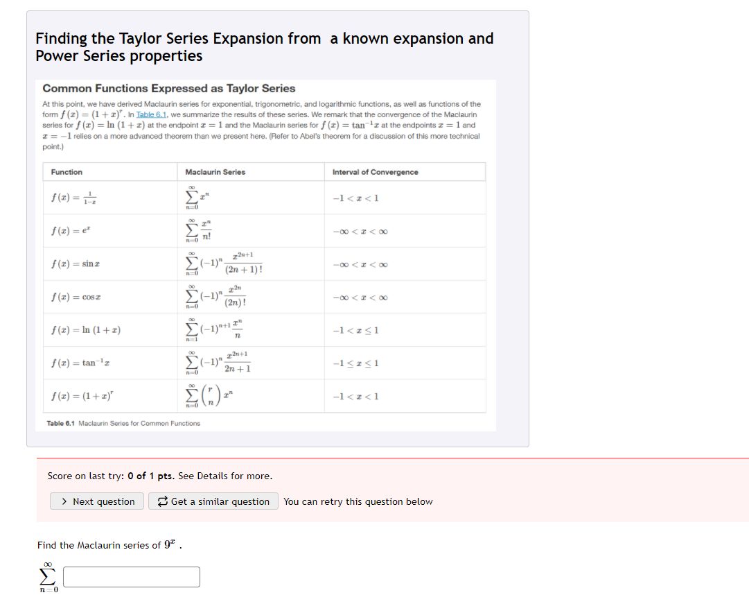 Solved Finding the Taylor Series Expansion from a known | Chegg.com