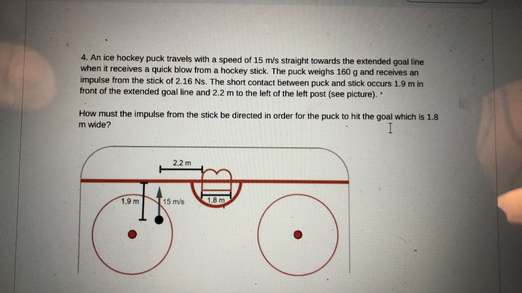 Solved An ice hockey puck travels with a speed of 15ms