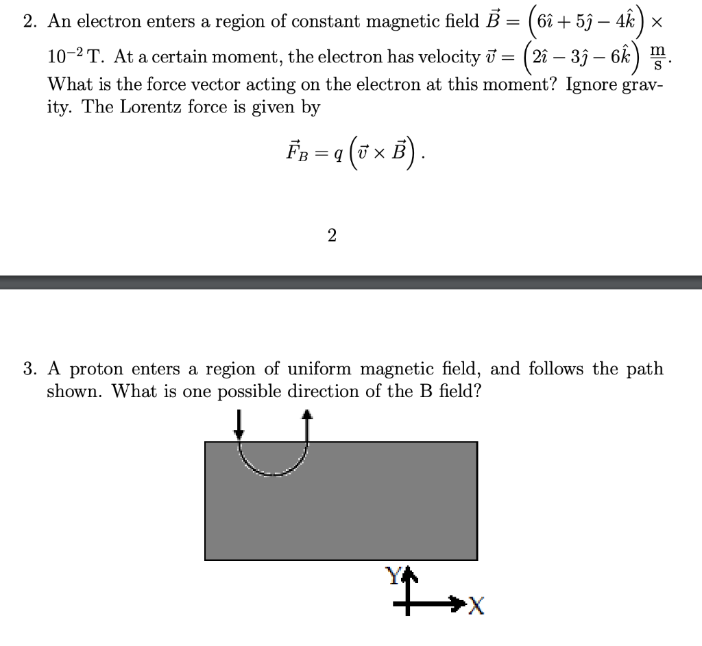 Solved 2. An electron enters a region of constant magnetic | Chegg.com