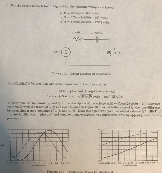 Solved (3) For the circuit shown below in Figure 10.4, the | Chegg.com