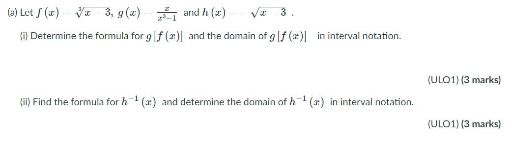 Solved A Let F X Y X 3 G X And H X V 3 I Chegg Com