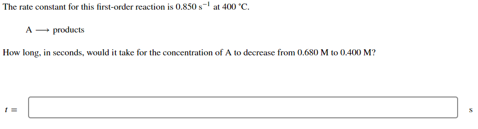 Solved The rate constant for a first order reaction is | Chegg.com