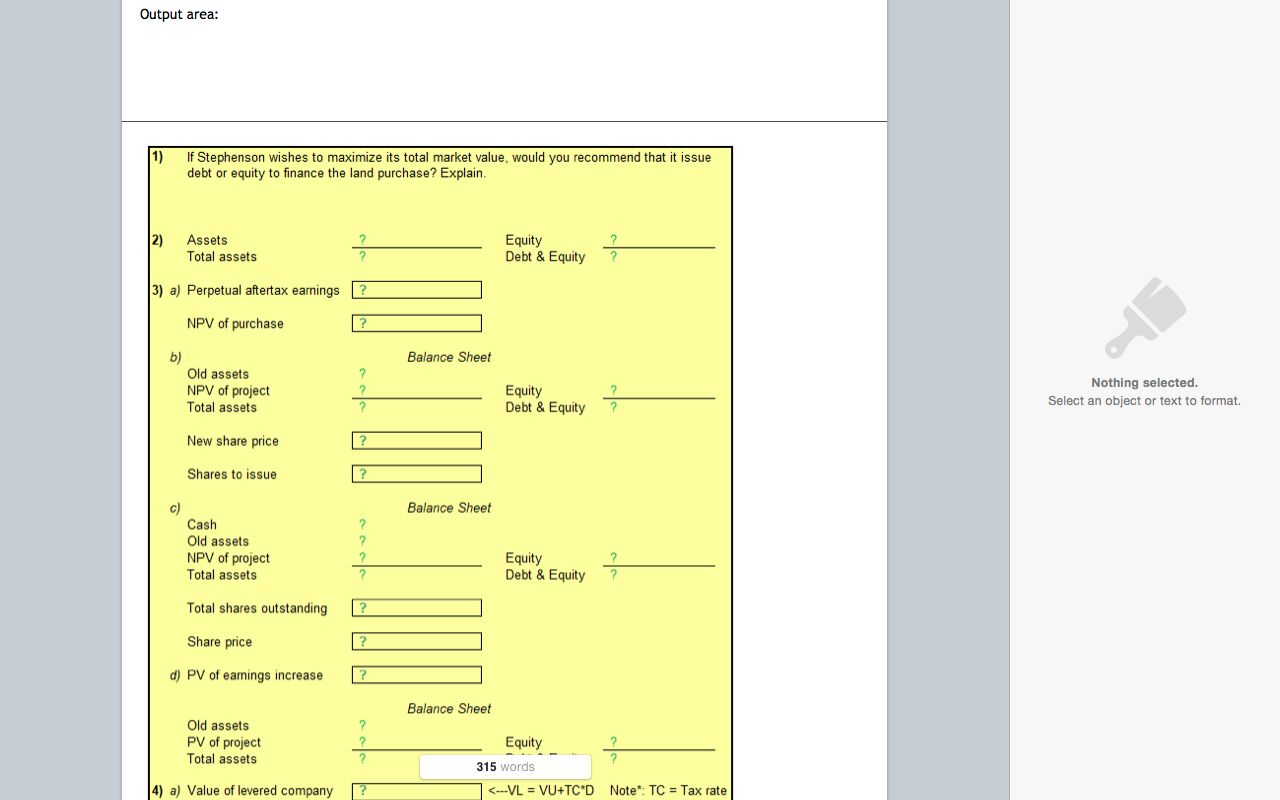 Solved Stephenson Real Estate Recapitalization Stephenson