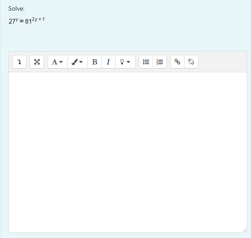 Solved Solve: 27= 812y+1 7 A B I III $$ | Chegg.com