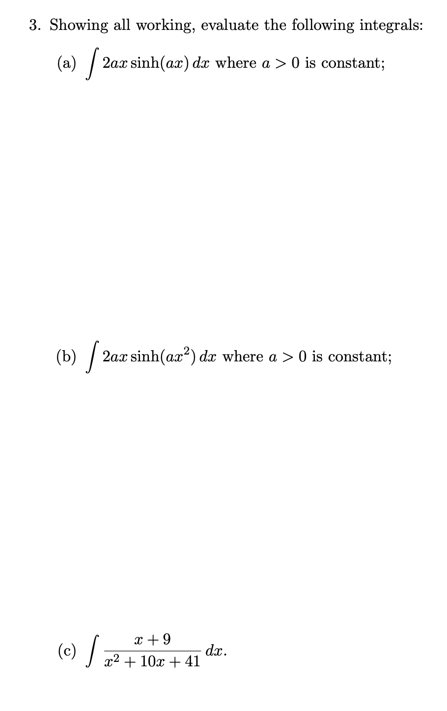 Solved 3. Showing all working, evaluate the following | Chegg.com