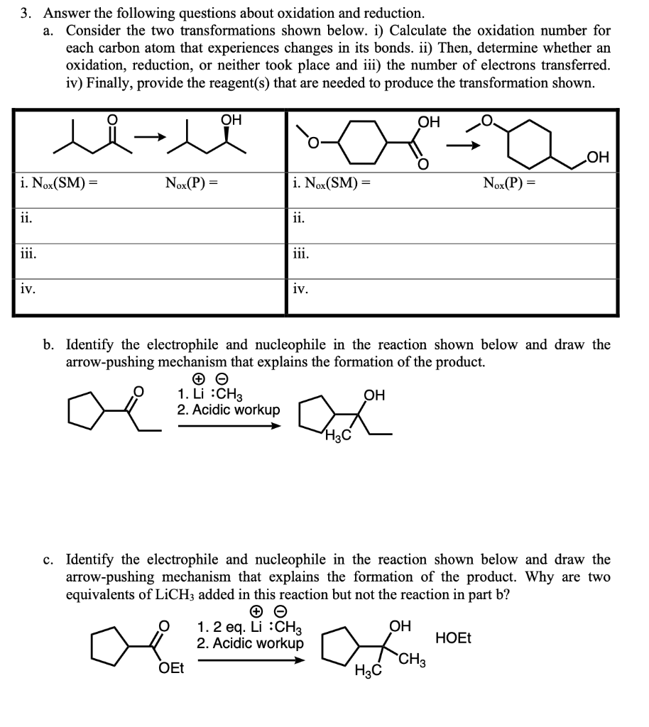 Solved 3. Answer The Following Questions About Oxidation And | Chegg.com