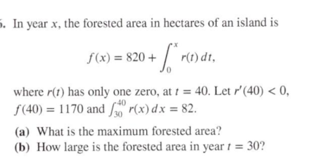 Solved In year x, the forested area in hectares of an island | Chegg.com