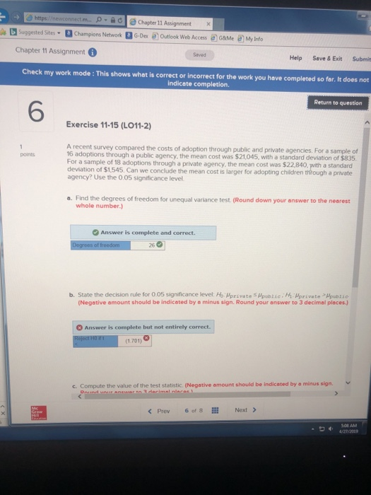 Solved Chapter 11 Assignment Cheek my wark 6 Exercise 11-15 | Chegg.com