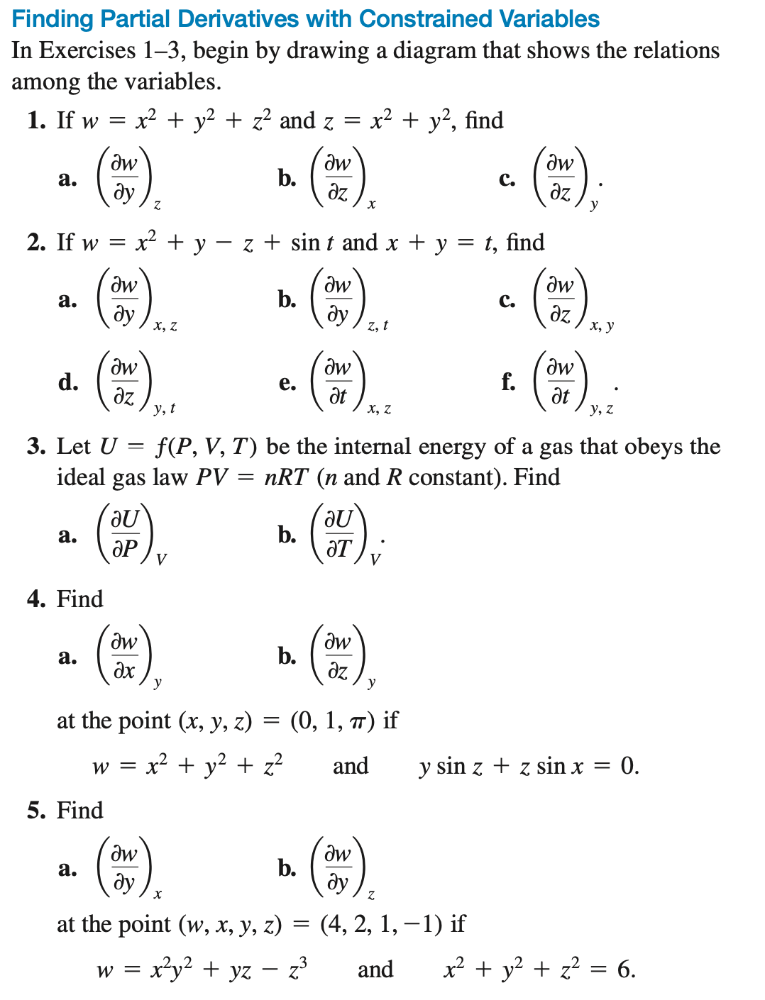 Solved Finding Partial Derivatives with Constrained | Chegg.com