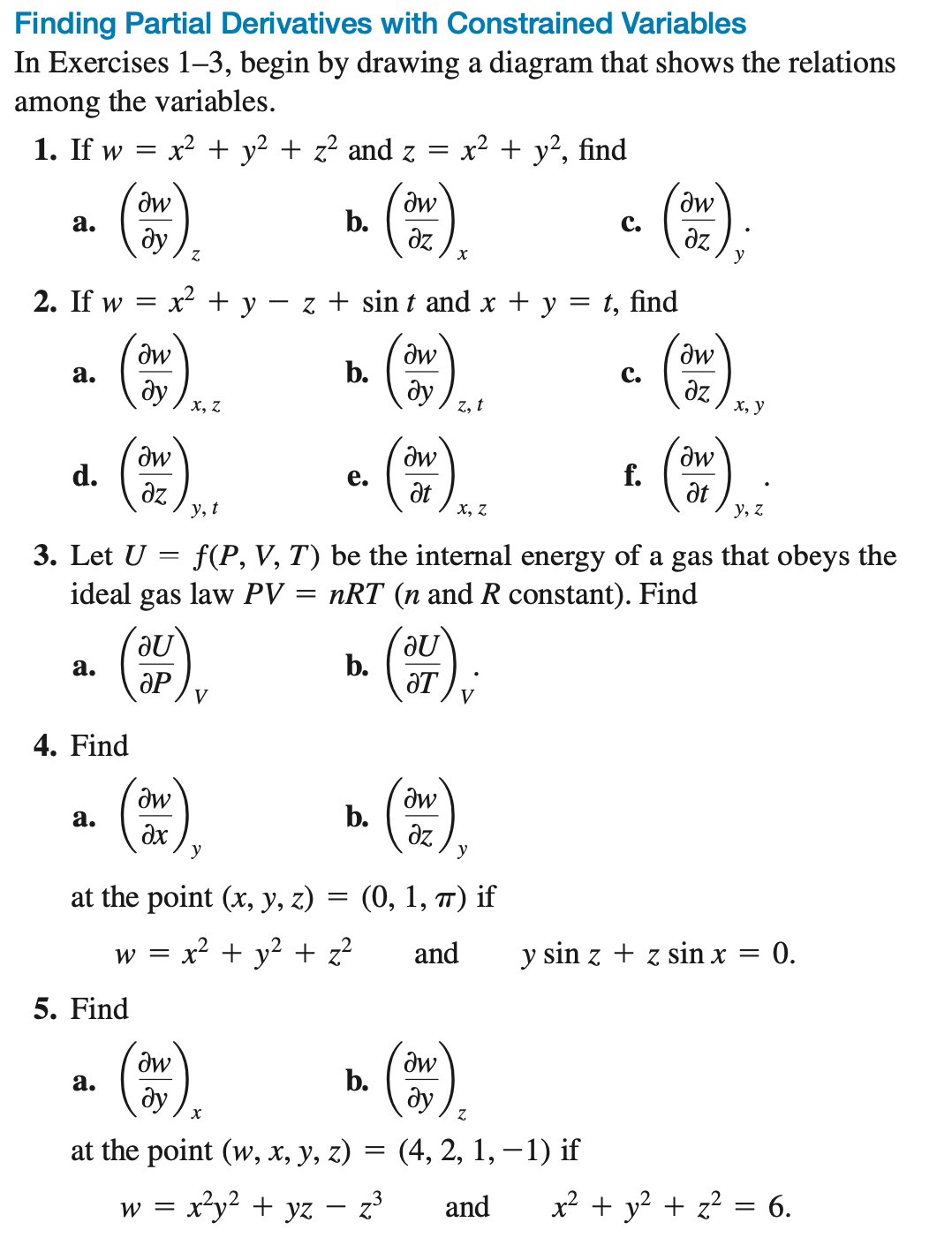 Solved Finding Partial Derivatives With Constrained 3168