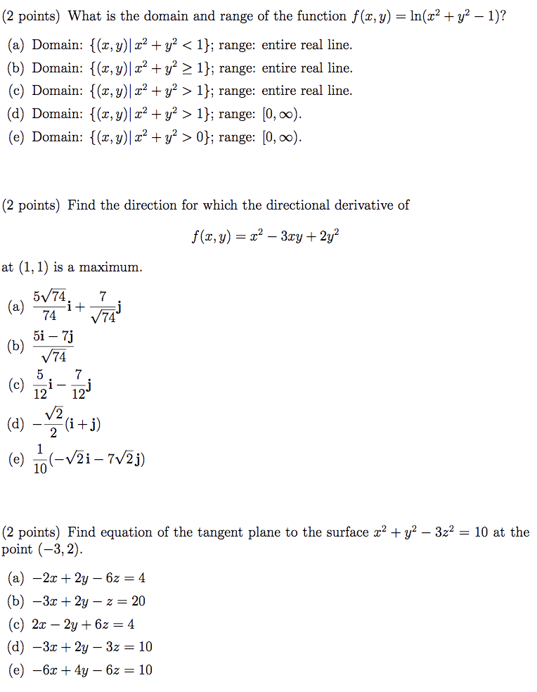 Solved 2 Points What Is The Domain And Range Of The Chegg Com