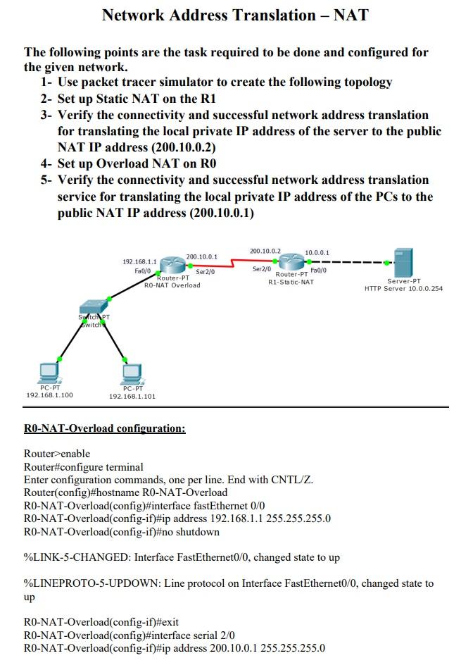 Network Address Translation - NAT The following | Chegg.com