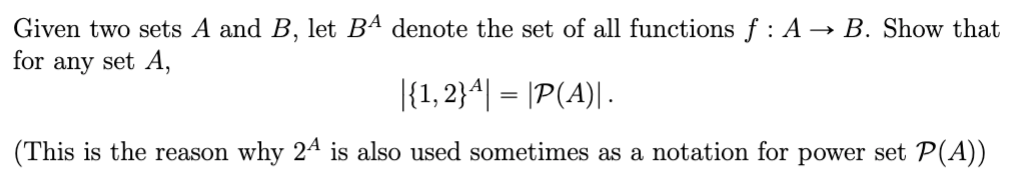 Solved Given Two Sets A And B, Let BA Denote The Set Of All | Chegg.com