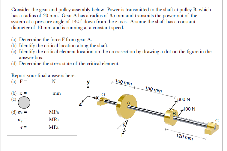 Solved Consider the gear and pulley assembly below. Power is | Chegg.com