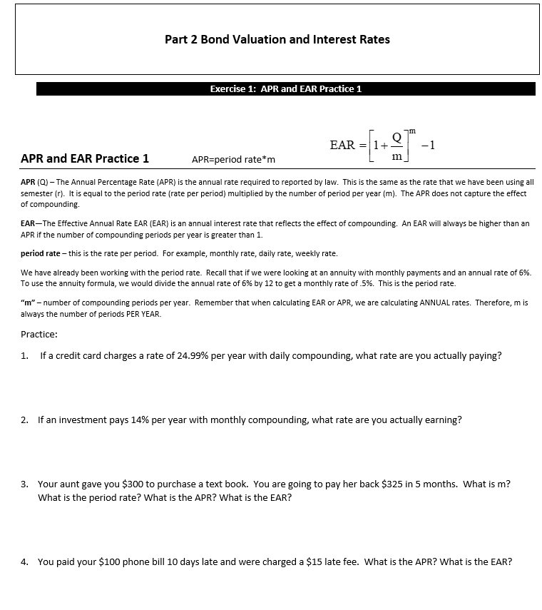 apr and ear practice problems