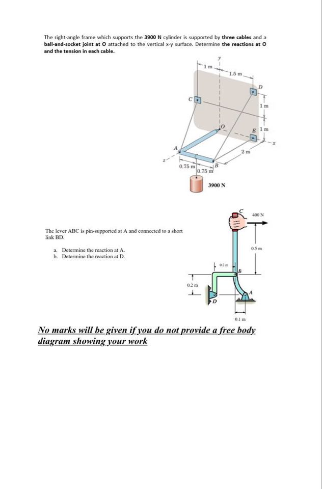 Solved The rightangle frame which supports the 3900 N