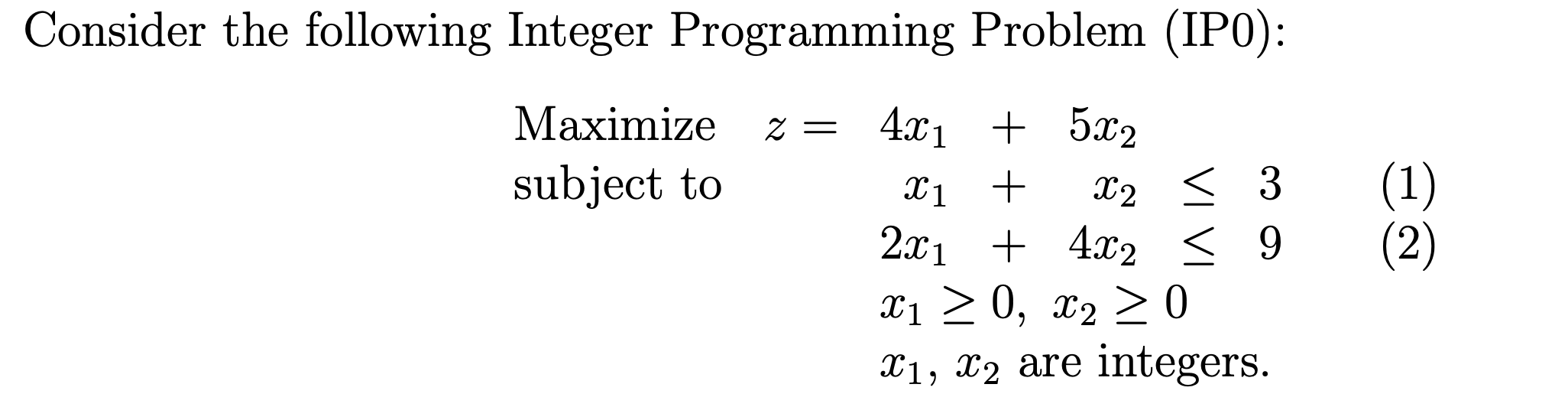 Solved Consider The Following Integer Programming Problem | Chegg.com