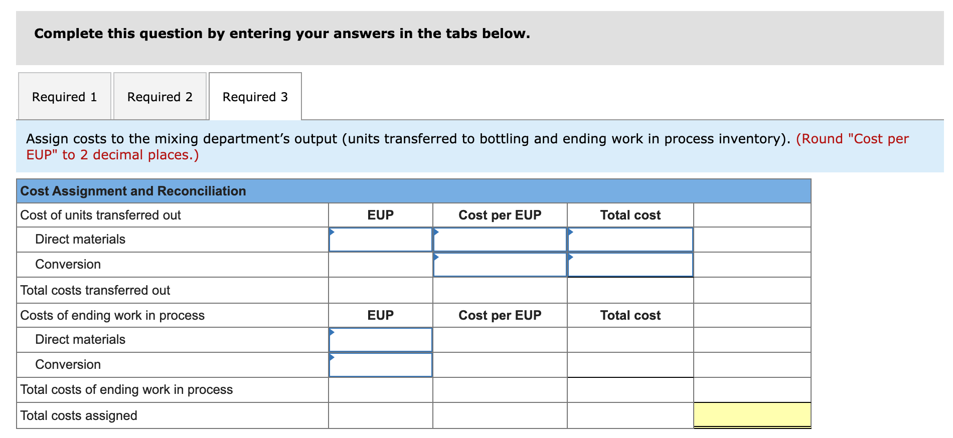 Solved Tableau DA 3-2: Exercise, Weighted average: Cost per | Chegg.com