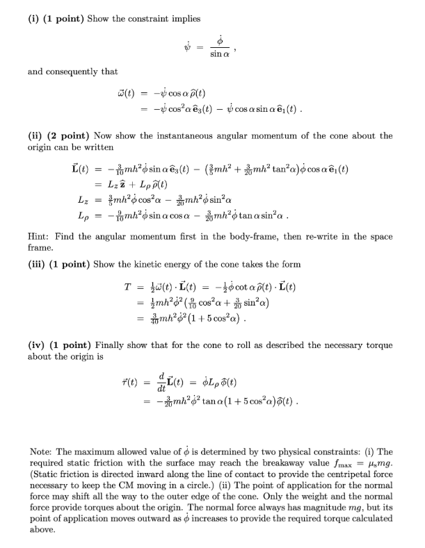 Solved B 5 Points Uniform Cone Rolling In A Circle A U Chegg Com