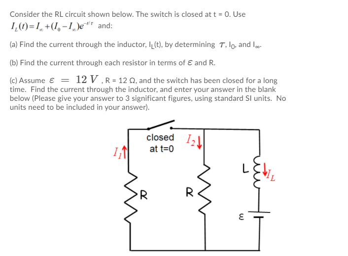 Solved Consider the RL circuit shown below. The switch is | Chegg.com