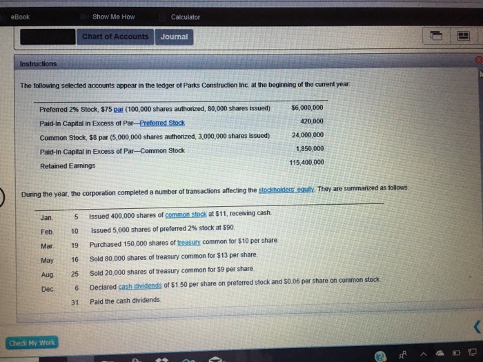 Solved eBook Show Me How Calculator Chart of Journal The | Chegg.com