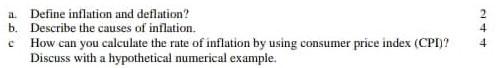 Solved A. Define Inflation And Deflation? B. Describe The | Chegg.com