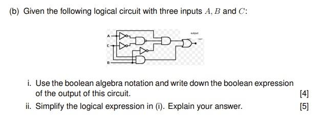 Solved (b) Given The Following Logical Circuit With Three | Chegg.com