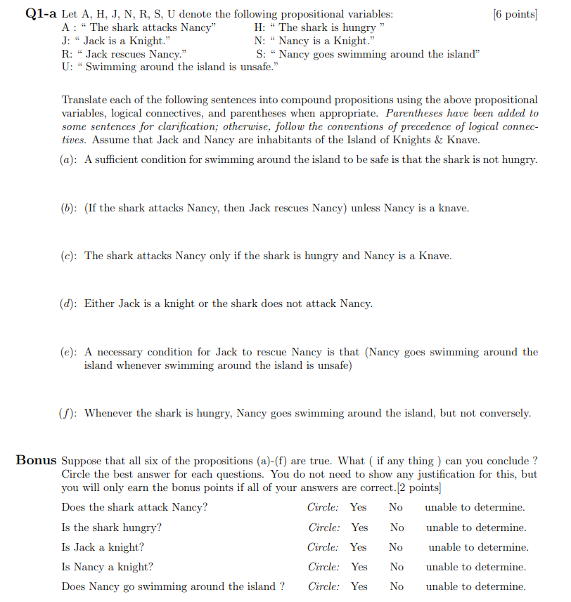 Solved 6 Points Q1 A Let A H J N R S U Denote The Chegg Com