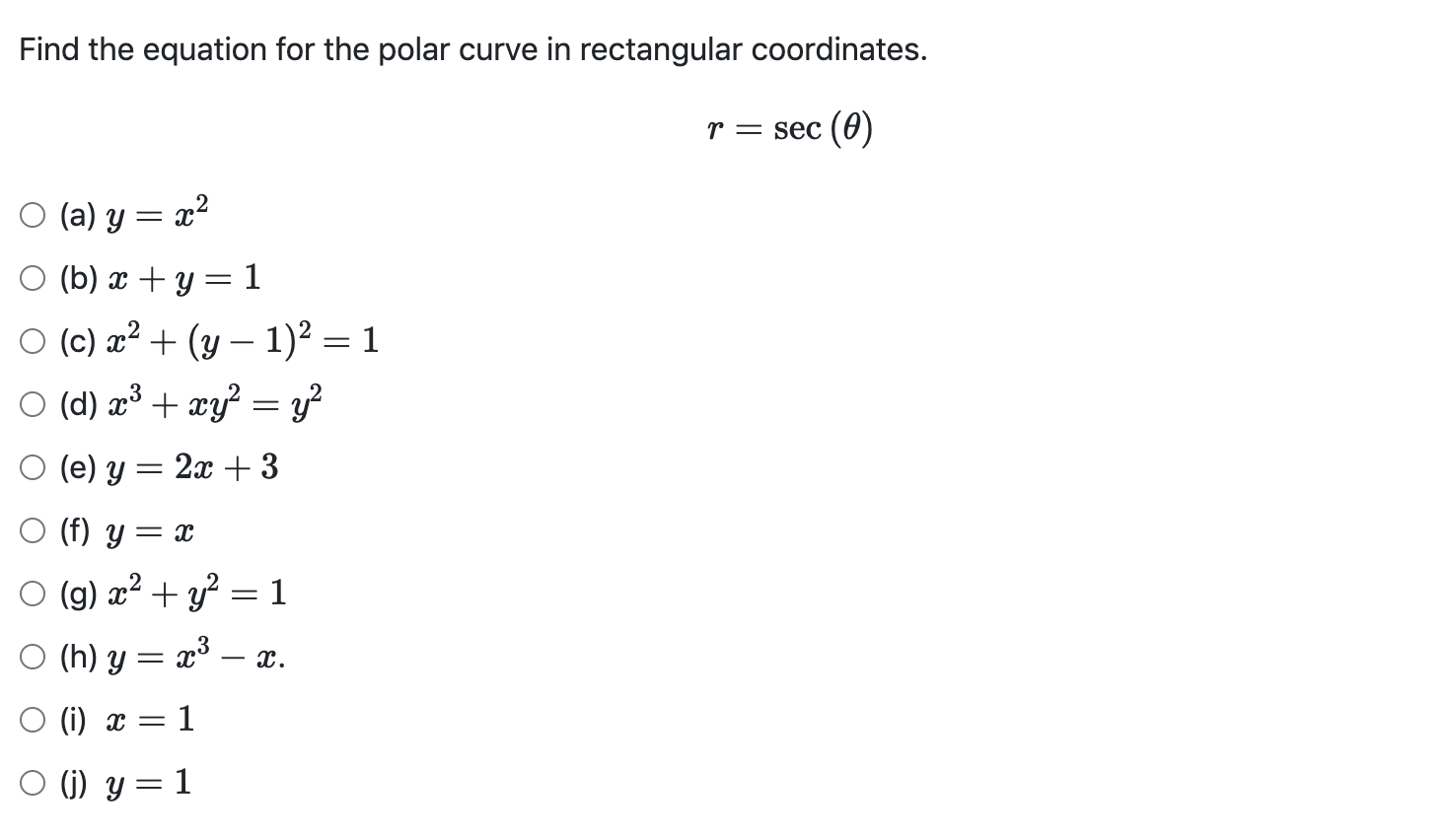 Solved Find The Equation For The Polar Curve In Rectangul Chegg Com