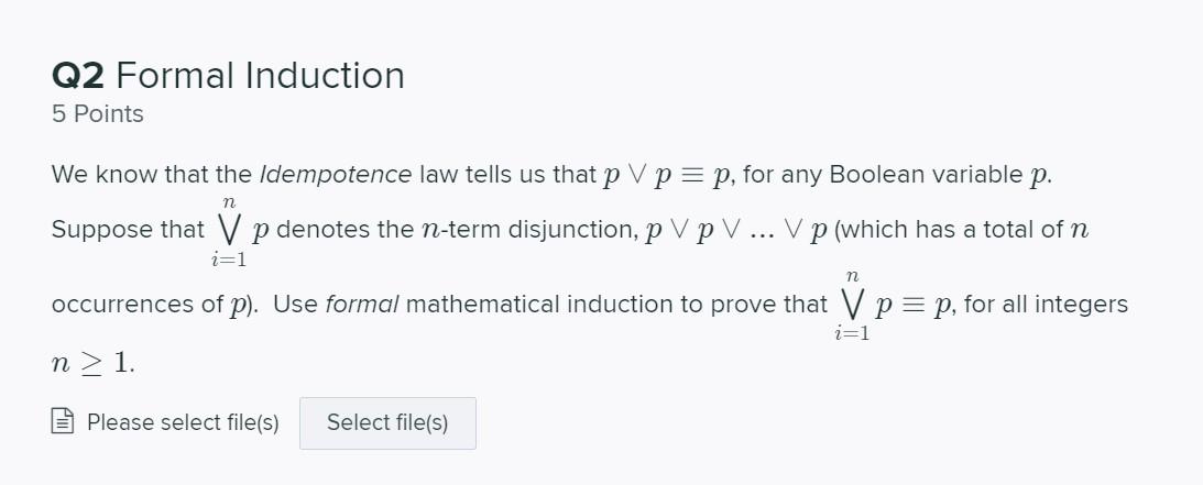 Solved Q2 Formal Induction 5 Points We know that the | Chegg.com