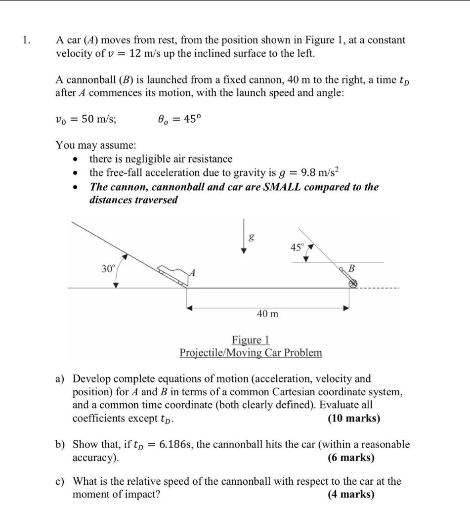 Solved A car (A) moves from rest, from the position shown in | Chegg.com