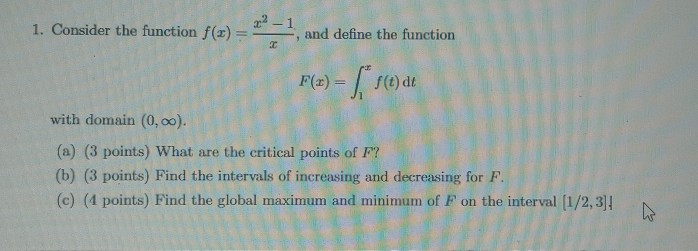 Solved 1. Consider the function f(x) 16 II , and define the | Chegg.com