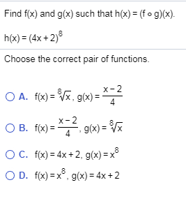 Solved Find F X And G X Such That H X Fog X H X Chegg Com