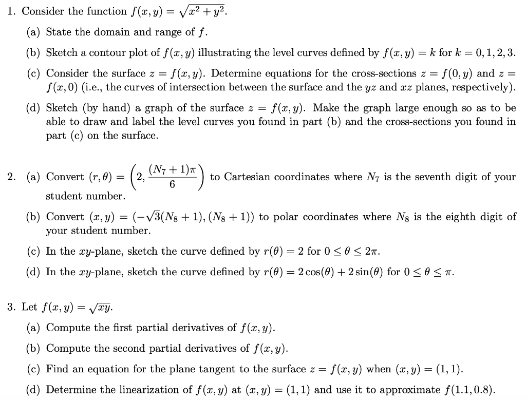 Solved 1 Consider The Function F X Y V X2 Y2 A S Chegg Com