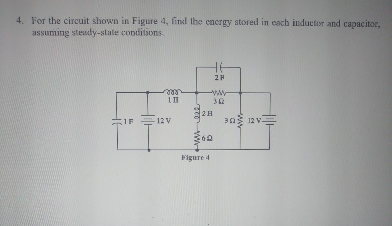 Solved 4. For the circuit shown in Figure 4, find the energy | Chegg.com