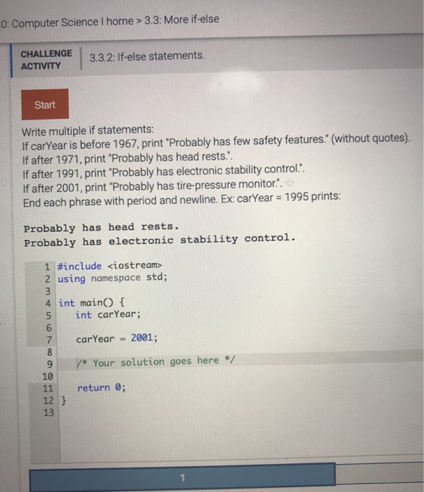 intro to cs — lesson 7.2: if statements (python) by... Solved 0: Computer Science I home 3.3: More if-else | Chegg.com