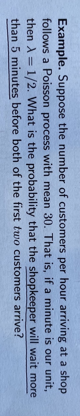 Solved Example. Suppose The Number Of Customers Per Hour | Chegg.com