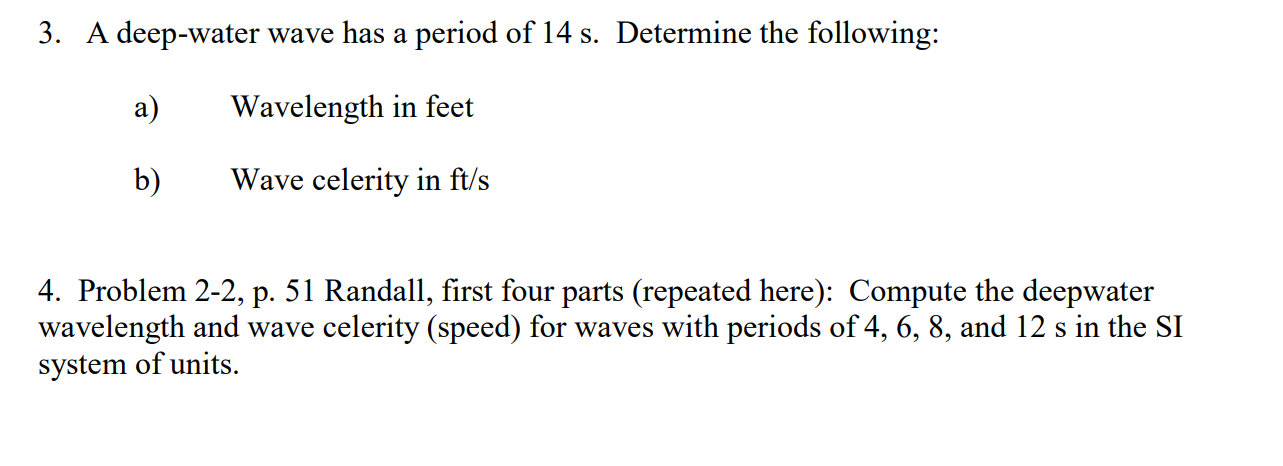 determine the wavelength of the wave in deep water