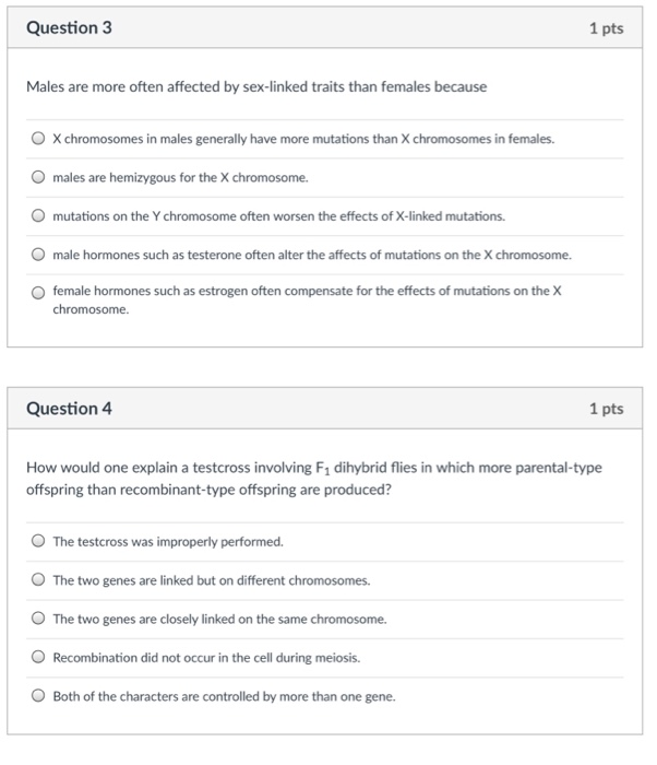 Solved Question 1 1 Pts Sex Determination In Mammals Is Due 8894