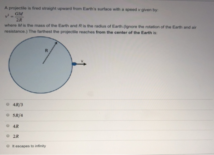 A Projectile Is Fired From The Surface Of The Earth Solved A projectile is fired straight upward from Earth's | Chegg.com