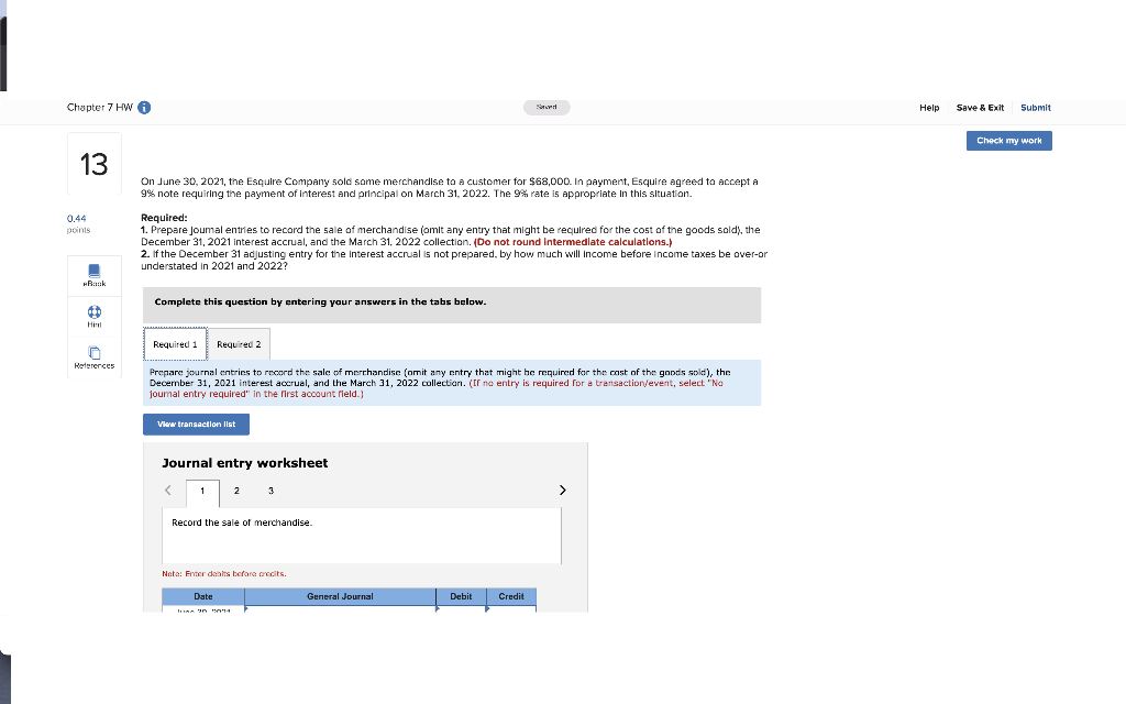 Solved Check my work 13 0.44 points On June 30, 2021, the | Chegg.com