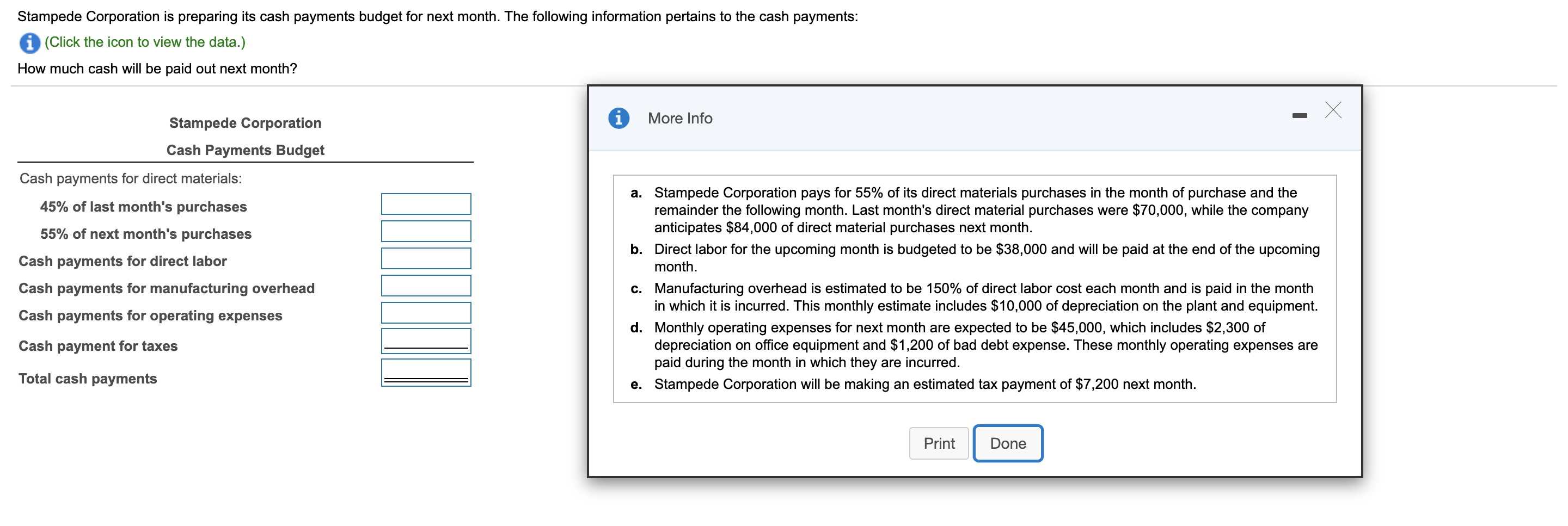 Solved Stampede Corporation is preparing its cash payments | Chegg.com