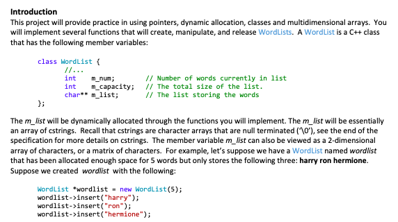 int Introduction This project will provide practice | Chegg.com