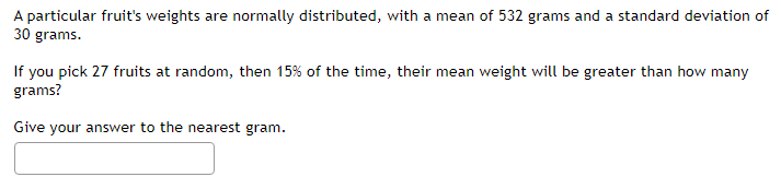Solved A particular fruit's weights are normally | Chegg.com